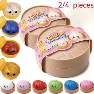 2/4 Piece Set Dumpling Glitter Soft Package, Stress Relief Clown, Soft Squeeze Stress Ball, Colorful Sensory Stress Collection