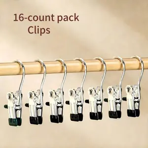 16 Counts Anti-Rust Clip Clothespins, Ultimate Lightweight Hanging Travel Hanger Organizer for Home & More, Space-Saving Magic Hat & Pants Storage Rack with Laundry Hooks