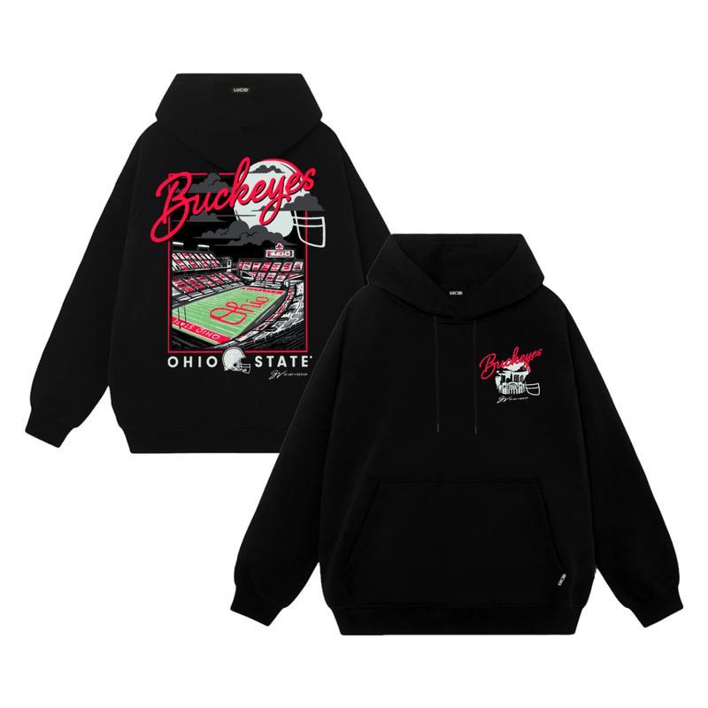 Vintage Ohio State Script Scene 2 side Hoodie Streetwear Menswear Top Sports Classic Tee Casual Sweater Hoodie Pullover Long Sleeve football fan Sweatshirt, Hoodie, Comfort Colors