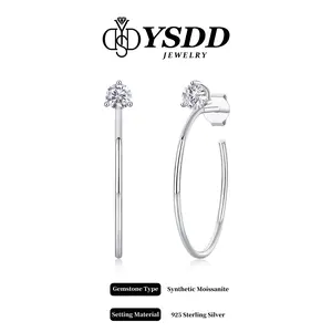 【 11.28】Classic 3cm Half Hoop 0.6CT Total vvs Synthetic Moissanite Earrings in 925 Sterling Silver Elegant Design Brilliant Shine