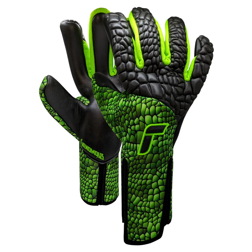 Reusch Venomous Gold X Adult Goalkeeping Gloves, Black-and-Gold, Max Grip Latex Palm, Tight Cut, Sizes 7-11, Sporty Sports & Outdoor Accessory, Adults