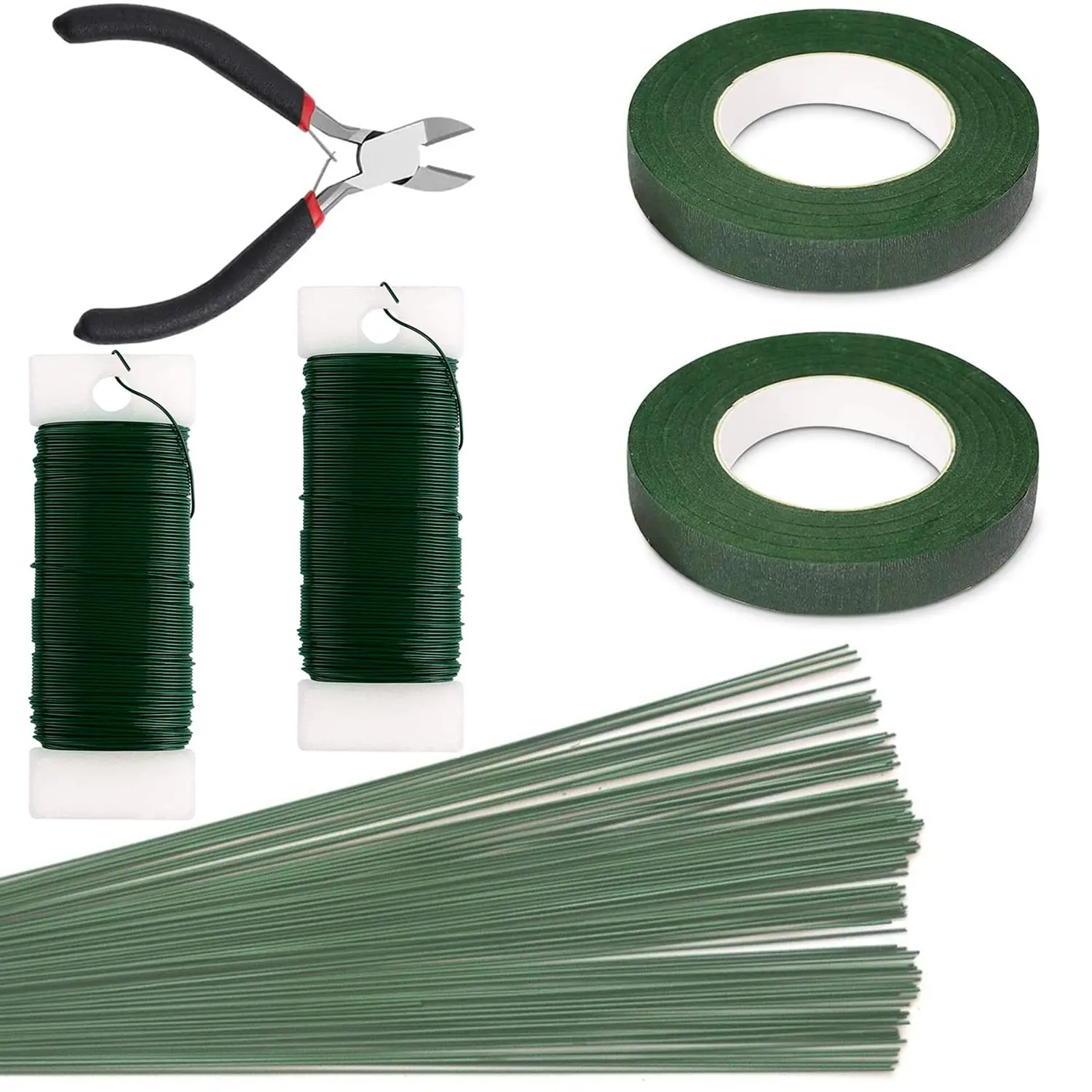 Floral Arrangement Kit with Green Floral Tape, 22 Gauge Floral Wire Stems, 26 Gauge Paddle Floral Wire and Floral Wire  for Bouquets banquets, Artificial