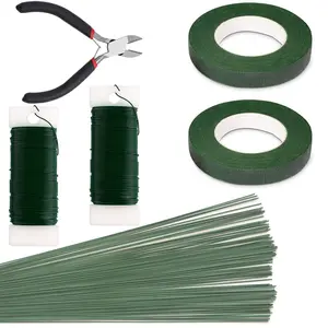 Floral Arrangement Kit with Green Floral Tape, 22 Gauge Floral Wire Stems, 26 Gauge Paddle Floral Wire and Floral Wire  for Bouquets banquets, Artificial