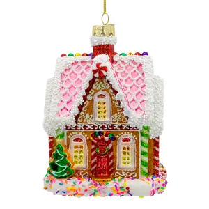Bellissimo Glass Gingerbread House Ornament