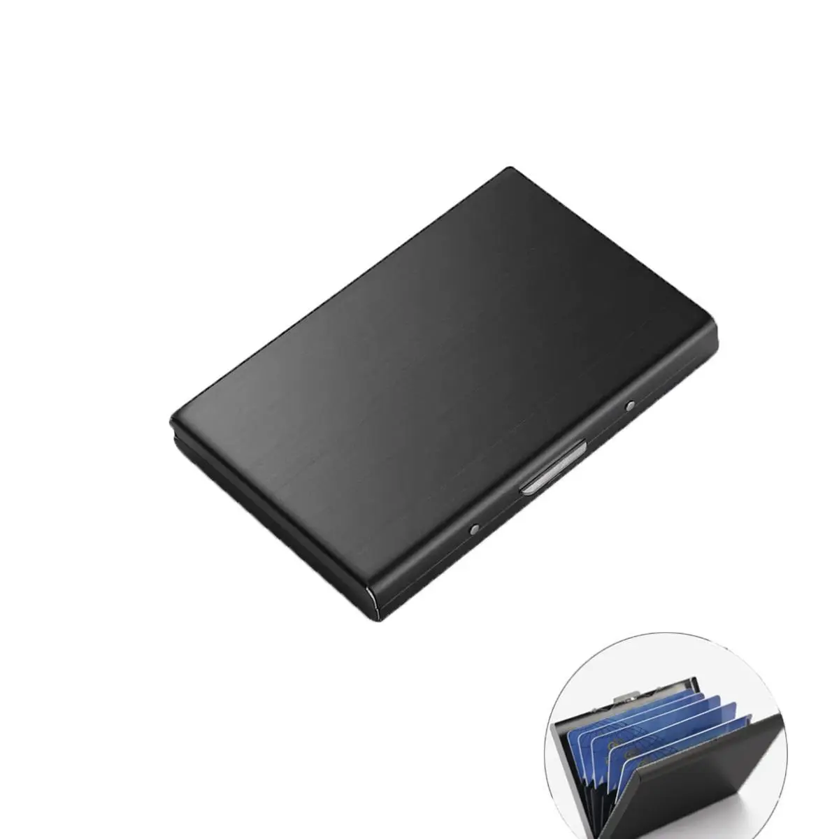Men's Minimalist RFID-Secure Metal Card Holder Wallet, Thin Stainless-Steel Credit & Business Card Case, Compact Anti-Scan ID Protector for Business & Travel