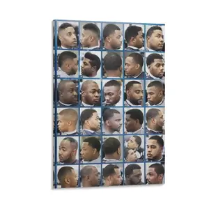 Barbershop Wall Art Salon Men's Haircut Poster African American Short Haircut Wall Art Decor Print