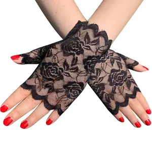 Wedding Women Short Lace Gloves Gothic Fancy Dress Party Fingerless Gloves Summer Outdoor Ladies Driving Sunscreen Gloves