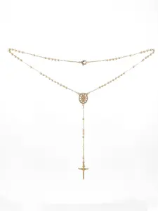 Beautiful Gold-Plated Rosaries of the Virgin Mary 18 Inches Elegant Design Religious Jewelry for Personal Devotion or Gift Cross Necklaces Necklace Set