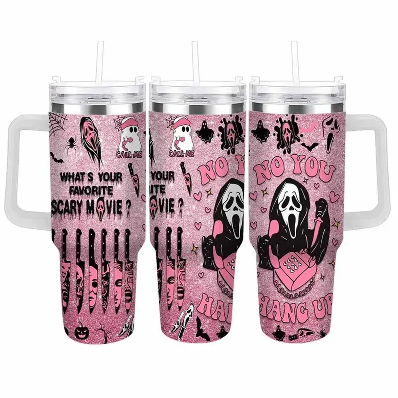 [HOT] Scream Ghost Halloween Automotive Tumbler Cup (40oz30oz20oz) Scary Movie Icons Spooky Vibes Perfect for Halloween Parties Horror Movie Fan Gifts Daily Commutes Outdoor Adventures