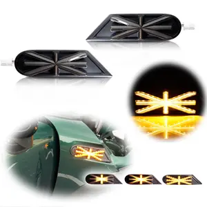 2pcs Union Jack UK Side Marker Sequential LED Light For MINI MKII R55 R56 R57 R58 R59, Replace OEM ＃63132751503, 63132751504, 63137292769,63137292770