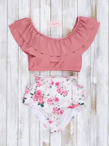 Mom & Me Mauve Rose Ruffle Swimsuit