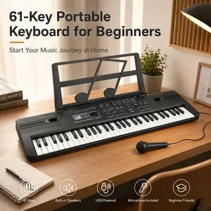 61-key portable electronic keyboard with USB cable and microphone, perfect for beginners; an ideal gift for children and novices for Christmas, Halloween, and Thanksgiving, suitable for boys and girls.