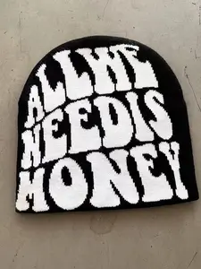 New Knitted Hat Woven Woolen Cap Trendy Letter New Pullover Style, Casual Loose-Fitting Fall & Winter Accessory