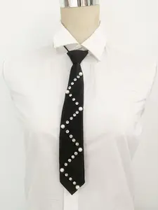 Faux Pearl Decorated Tie, Fashionable Necktie for Women & Men, Casual Versatile Accessories for Daily Wear, Business Party, Performance, Cosplay, Casual Elegant Tie, Tie Design