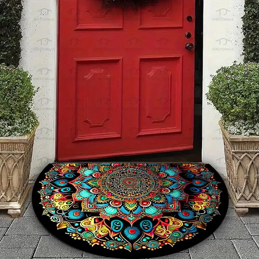 Boho Style Mandala Pattern Bathroom Mat, 1 Count Non-slip Soft Absorbent Rug, Bathroom Drying Doormat, Decorative Door Mat for Home Bathroom Living Ro
