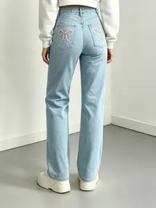 Women's High Rise Mom Jean, Cotton Denim Women's Bottoms Jeans