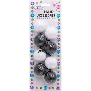 BLOSSOM - Hair Accessories Hair Knockers 4PCs BLACK/WHITE #PPP08-02A