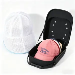 Hat Storage Laundry Set, Durable Hard Shell Bag Holds 6 Hats, Adjustable Washing Pouch, Breathable Anti-Pressure, Ideal for Travel & Home Use