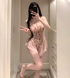 LUNAWAV – Rosé Brume Embroidered Mesh Bodysuit
