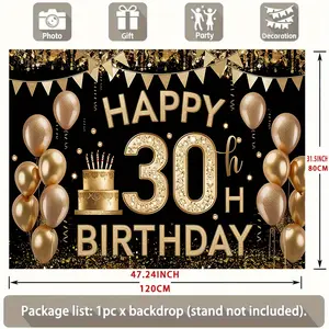 2D Flat Banner, 1 Piece, 30th Birthday Background Decoration, Photo Prop Tapestry, Polyester Banner Decor, Home Decor, Room Decor, Party Decor