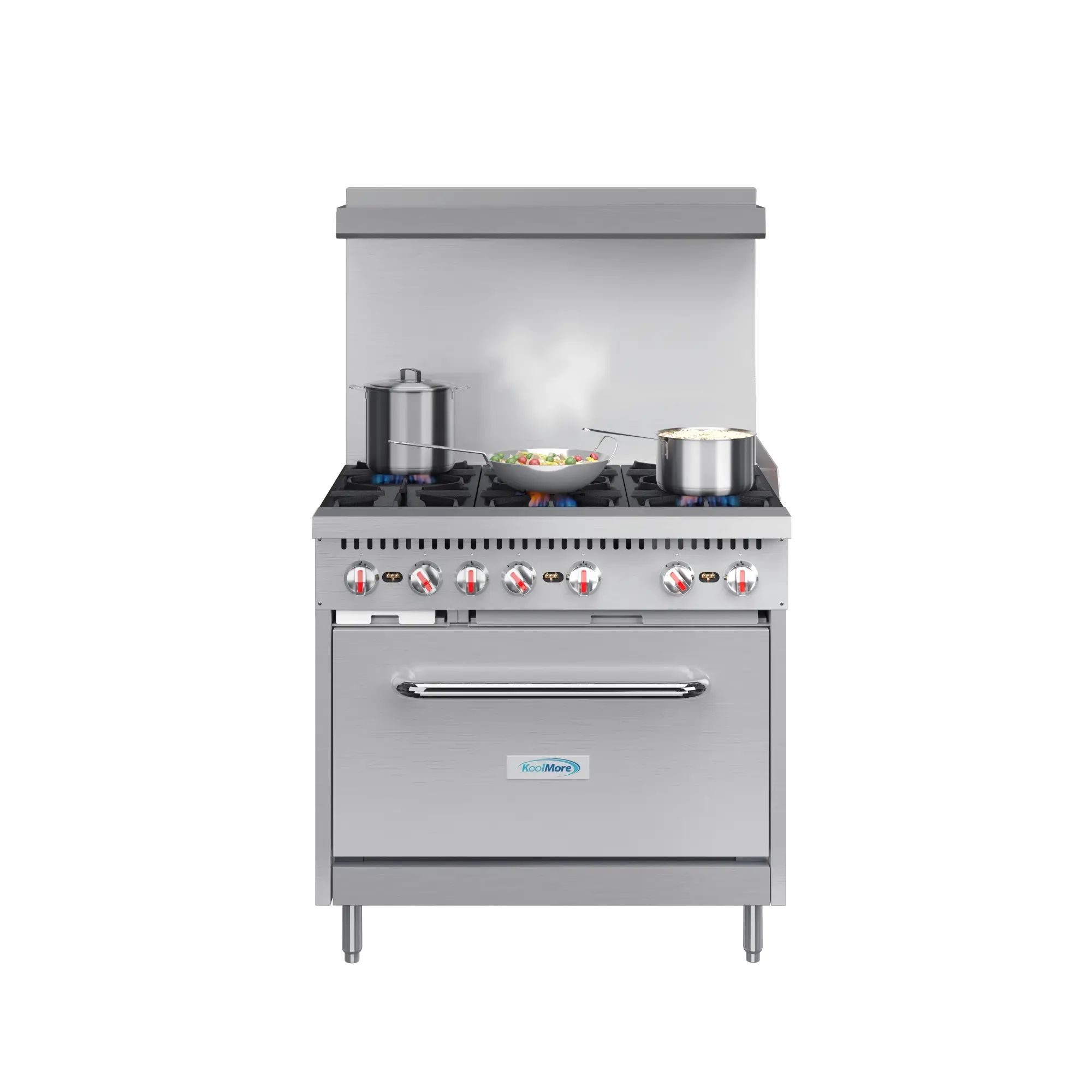 36 in. 6 Burner Commercial Natural Gas Range in Stainless-Steel (KM-CR36-NG)