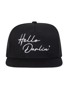 Madhatterco Mhc Hello Darlin Hat, Embroidered Trucker Hat Statement Cap, Baseball Cap Adjustable, Vintage Style Fashion Accessory, Unique Elegant Headwear for Casual & Special Occasions