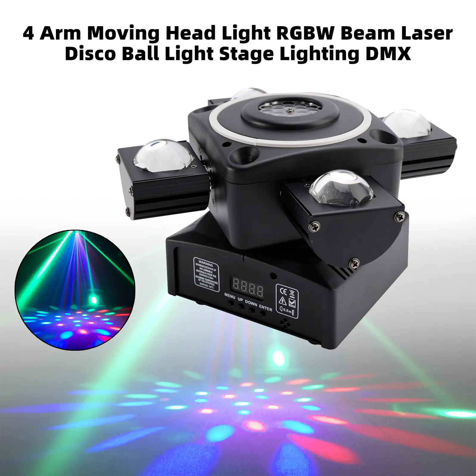 4-Arm Moving Head RGBW Beam Laser, DMX Stage Lighting, Club Lights for Disco Light Party