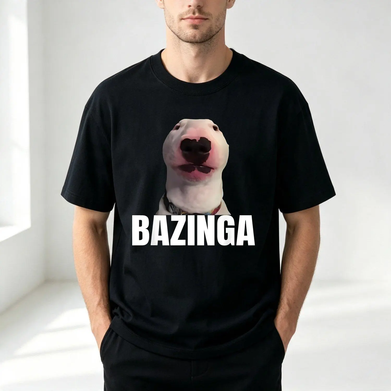 Men's T-shirts Bazinga Funny Awkward Terrier Dog Generation Z Trend Teen Slang Gift Trendy Street Style Short Sleeve Comfort Casual Summer Must-have Fashionable Tops