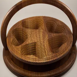 Trivet to basket multi compartment wooden basket / housewarming gift / dry fruits centerpiece basket / mother’s gift