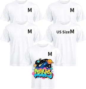 Joyclub 5 Pack Sublimation Blanks Bulk Wholesale White Polyester T Shirts for Heat Transfer Unisex Crew Neck Short Sleeve DIY