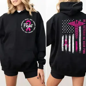 In October We Wear Pink Hoodie – Breast Cancer Awareness Pullover, Support Pink Ribbon Hoodie for Women & Nurses