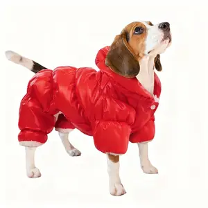 Dog Coat, Waterproof Dog Jacket, Fullbody Dogs Winter Coat Snowsuit, Windproof Puppy Puffer Jacket Snow Suit with Legs, Pet Fleece Winter Vest Coats for Small Dogs, Christmas Red  S,M,L,XL