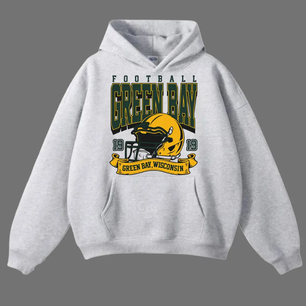 Packer Apparel, GREEN BAY FOOTBALL TEAM HOODIE - Graphic Helmet Retro Hoodie, Hometown Pullover Retro 90s Sports Team, Packer Hoodie, Green Bay Football Graphic Hoodie Unisex, Long sleeve Casual Cotton Hoodie Gift For Fans Women & Men Trendy