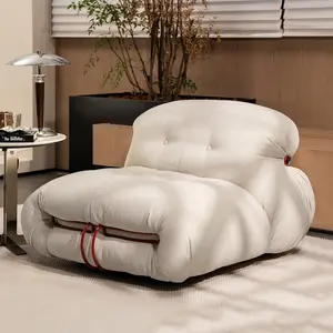 Fireside Chair, Bean Bag Chair Soriana Lounge Chair, Floor Lazy Comfy Sofa, Metal Brace Design Sofa for Living Room & Leisure Spaces, Chenille White