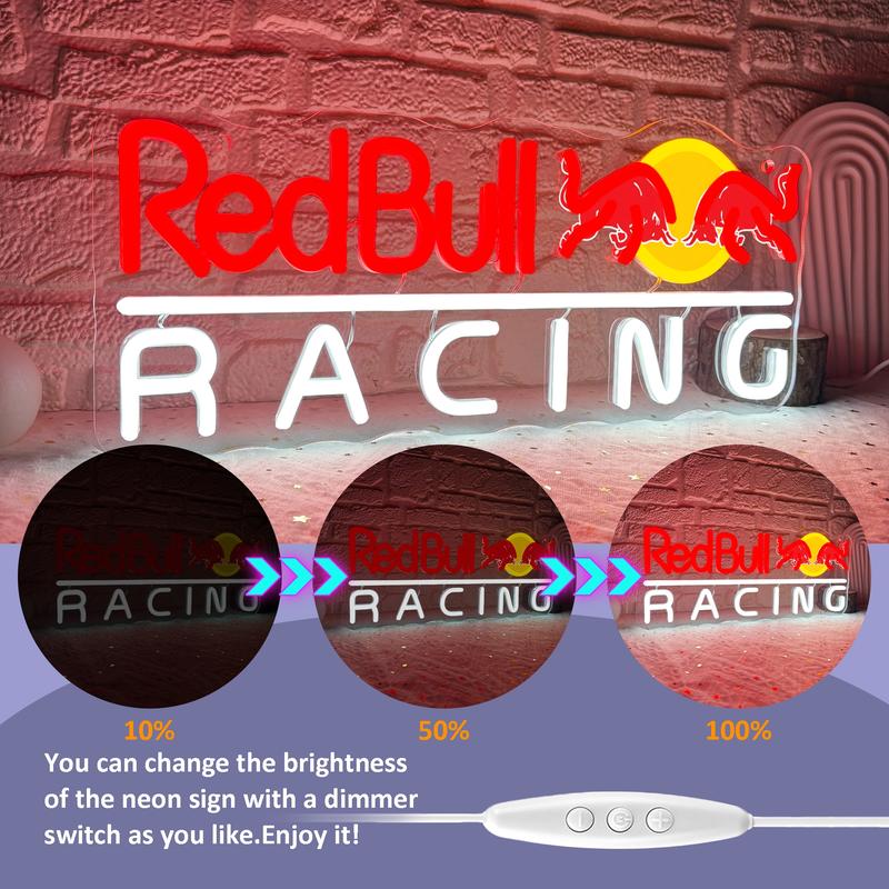 Red Bull RACING Neon Garage Sign Decorative Neon Light Perfect for offices, showrooms, car dealerships, garage decor, gifts, and factories.