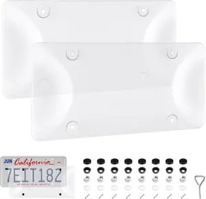 License Plate Frames with Screw Washers and Cap, Car Exterior Accessories Clear (2-Pack)