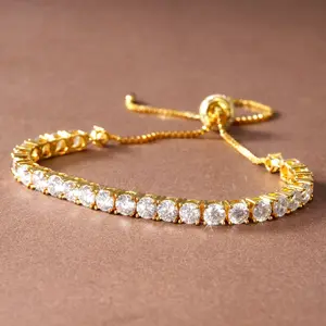 Adjustable Moissanite Tennis Glow: 2-4mm Bolo Bracelet