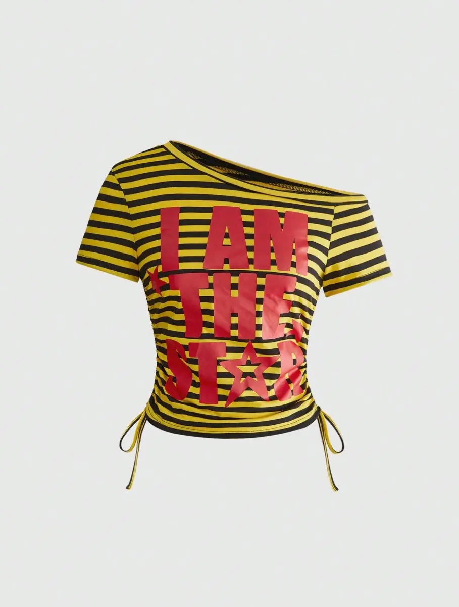 Zesty Y2k Avant Y2k Light Millennium Striped Patchwork Bright Color T-Shirt Summer Beach