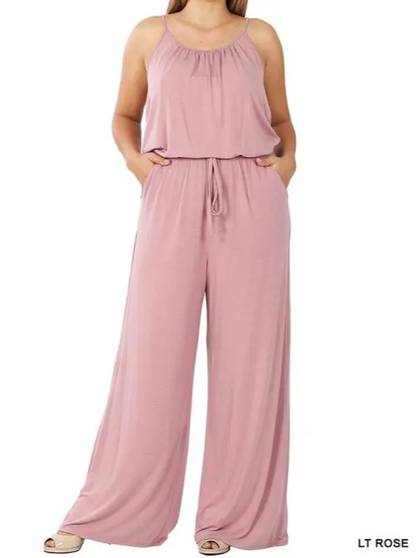 Kay's Kloset PLUS SIZE Spaghetti Strap Jumpsuit With Pockets