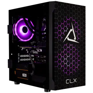 CLX SET Gaming Desktop - Liquid Cooled AMD Ryzen 7 7700X 4.5GHz 8-Core Processor, 32GB DDR5 Memory, GeForce RTX 4060 8GB GDDR6 Graphics, 1TB SSD, 2TB HDD, WiFi, Black CLX Edition Spear MicroATX Tower RGB Fans, 600 Watt, Windows 11 Home 64-bit