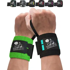 Nordic Lifting Wrist Wraps (2 Pairs) – Lifting Wrist Wraps with Thumb Loop for Weightlifting, Powerlifting & CrossFit – Durable Wrist Support Straps for Men & Women – Gym Essentials for Heavy Lifts