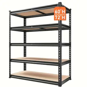 [Heavy Duty Shelving] Heavy Duty 5 Tier 2000LBS Metal Shelving Units | 72"H/60"H Garage Shelving Storage Shelves, Adjustable Metal Shelving Unit for Garage Shelves Utility Rack Shelf for Basement Pantry Closet Shelves, Black, Utility Shelves