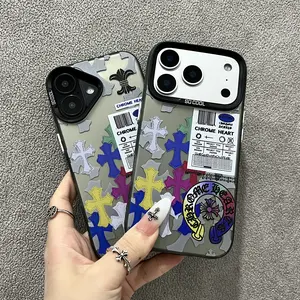 Suitable for iPhone 17 16 15 14 13 12 11 premium cross shaped phone case, iPhone 16 15 plus cross shaped shock resistant male and female phone case