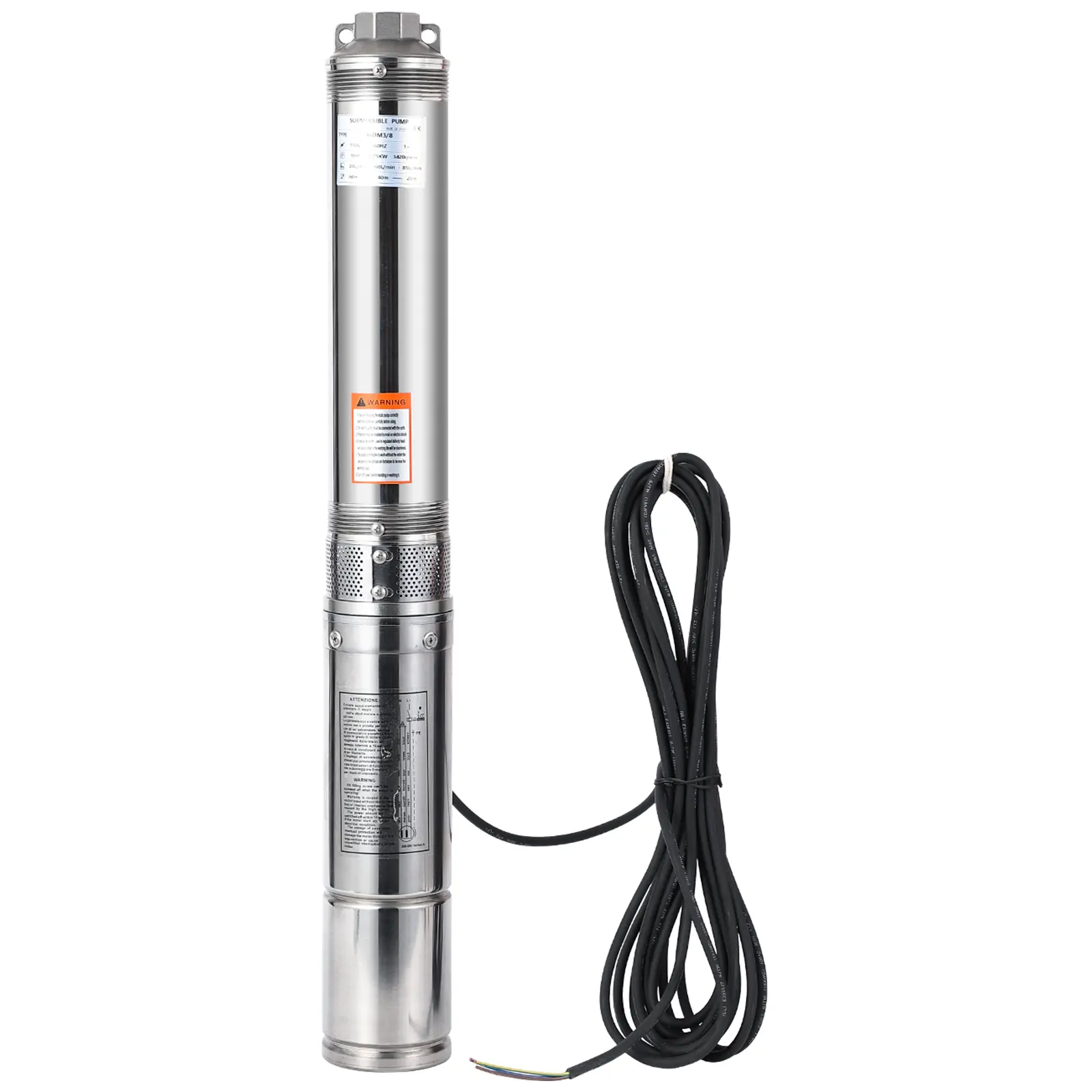 Garvee 4 Inch Stainless Steel Deep Well Submersible Pump, 1HP & 1.5HP Options, 27GPM Flow, 204-259ft Max Head, Dual Voltage 110V/230V 60Hz, Built-in Check Valve with 33ft Power Cord & IP68 Waterproof, Ideal for Household, Farm Irrigation
