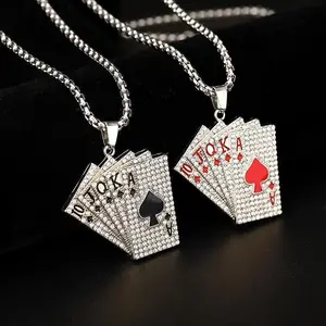Men's & Women's Accessories Hip Hop Poker Pendant Necklace - Lovers Matching Stainless Steel Jewelry