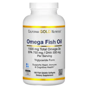 California Gold Nutrition Norwegian Omega-3 Fish Oil with EPA/DHA, Natural Lemon, 180 Softgels