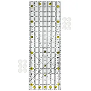 Acrylic Quilting Ruler - 6"x17" Yellow Precision Fabric Cutting Tool with Curved Corner Cutter, Ideal for Quilting, Sewing Craft DIY Projects