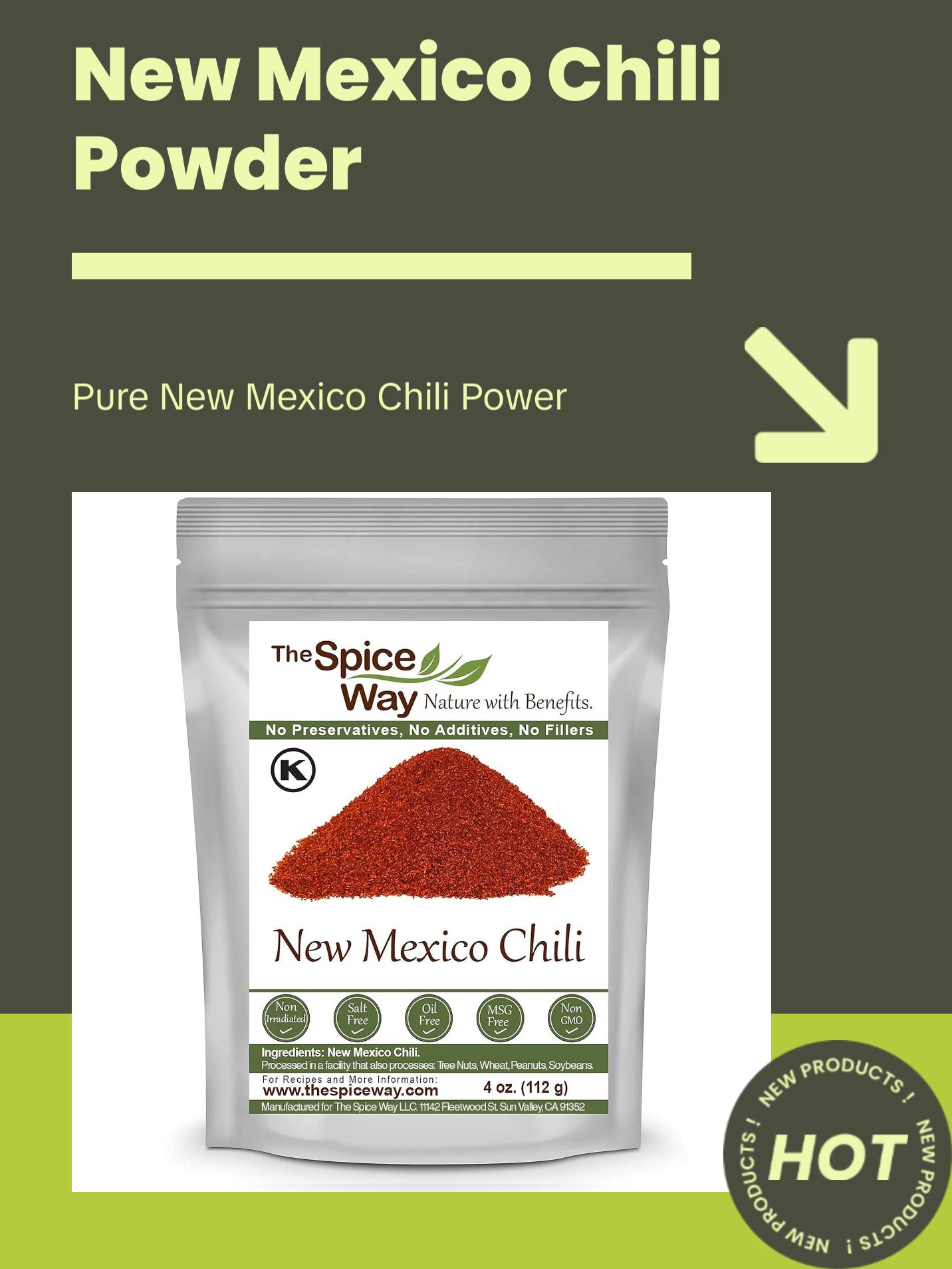 The Spice Way New Mexico Chili Powder - Pure & Premium Cayenne Pepper Seasoning - Oil Free Non-GMO