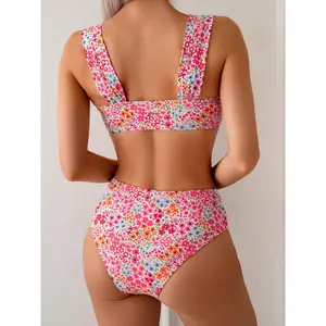 New European And American Split Bikini Two-piece Small Floral Elegant Swimsuit Beach Vacation Swimsuit for Women