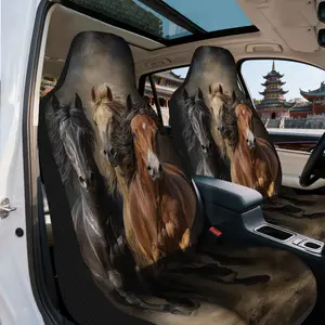 2pcs, Galloping Horses Trio Print Front Seat Covers, Car Seat Cover, Helps Maintain Original Front Upholstery Condition, Quick to Remove and Wash for Clean Front Seats, Ideal for Long Road Trips and Weekend Travel